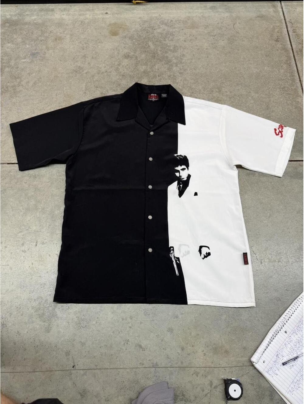 vintage scarface button down black and white movie shirt size xl